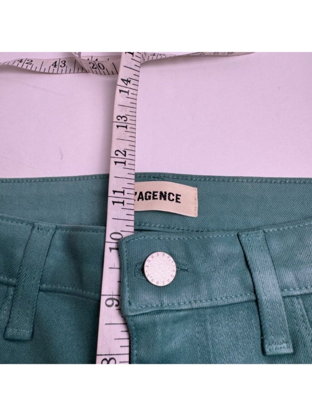 L'Agence Selma High Rise Green Jasper Coated Denim Size 27 Casual Flare Colorful - Picture 7 of 11